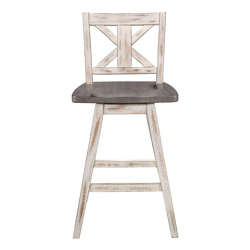 Homelegance Amsonia 360 Swivel High Dining Chair Stool Set for Counter Height Bars, Pubs, or Kitchens, Distressed White and Gray (2 Pack), 4 of 7