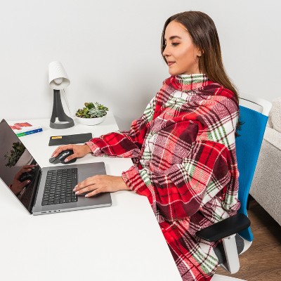 Christmas Plaid Fleece Wearable Blanket with Sleeves