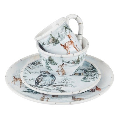 Winter's Frost Ceramic Holiday Dinnerware Set, Service for 4