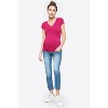 Coolmee Women Summer Maternity Nursing Tops Short Sleeve Breastfeeding Shirts Heather V Neck Shirt - 2 of 4