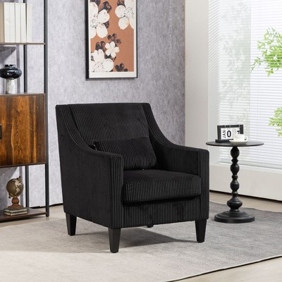 Okak Modern Accent Chair, Upholstered Armchair with Scooped Arms for Living Room and Hotel Bed Room