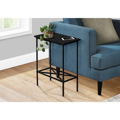 Contemporary Black Metal and Wood 2-Tier Accent Table