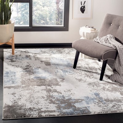 Gray Abstract Reversible Synthetic Rectangular Rug 5'-3" x 7'-6"
