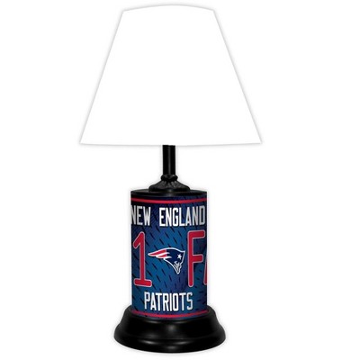 NFL 18-inch Desk/Table Lamp with Shade, #1 Fan with Team Logo, New England Patriots