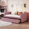 Twin Bed With Ergonomic Design Backrest And Trundle, Upholstered Bed Frame With A Twin Size Trundle, Grounded Bed Modern-Cuddlewood - 2 of 4