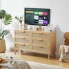 TIRAMISUBEST Bedroom dresser, 6 Double Dresser with rattan drawers, wood chest of drawers for kids room, living room - 2 of 4