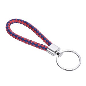 Unique Bargains Braided Leather Car Wallet Keychain with Stainless Steel Key Ring - 1 of 3