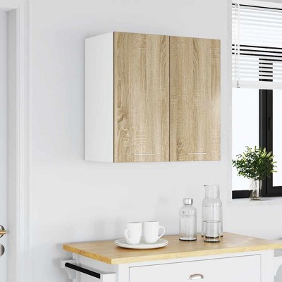 CLIHOME Hanging Storage Cabinet, Engineered Wood Kitchen Furniture, Ample Storage with Doors
