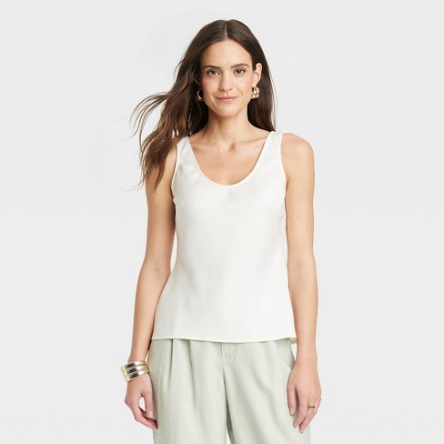 Women's Woven Shell Tank Top - A New Day™ White S : Target