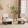 [Walnut+White Set of 2] Modern lounge chair with polyester fabric and sturdy wooden base, simple design, stylish and comfortable. - 4 of 4