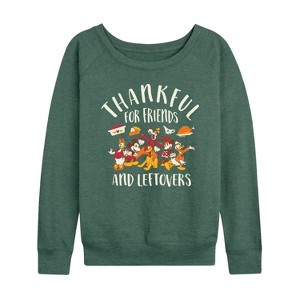 Women's - Disney - Friends And Leftovers Lightweight French Terry Wide Neck Long Sleeve Shirt - 1 of 4