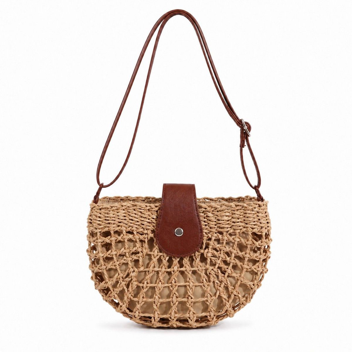 Alilang Woven Straw Crescent Crossbody Handbag with Adjustable Shoulder Strap - thumbnail 6