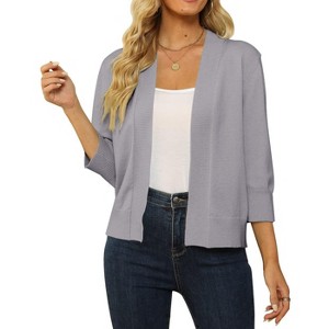 Women's 3/4 Sleeve Cropped Cardigan Sweater Open Front Short Shrugs Cardigans Lightweight Sweaters - 1 of 4