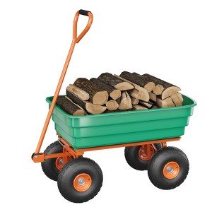 CuisinSmart Poly Dump Cart, 4 Cu.Ft. Heavy Duty 600 LBS Garden Cart, 10" No-Flat Tires & 180° Rotating Handle, for Yard, Landscaping, Gardening - 1 of 4