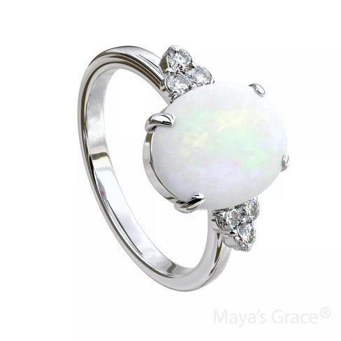 Maya's Grace Opal Ring for Women, Fire Opal-Inspired with Rhinestone Accents - image 1 of 4