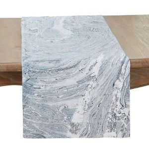 Saro Lifestyle Ink Spill Delight Table Runner, Blue, 16"x72" - 1 of 3