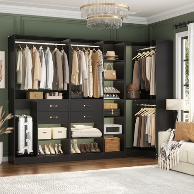 Aheaplus 110'' Set of 3 Freestanding Corner Closet System Organizer for Walk-in Closet