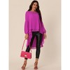 Seta T Women's Lantern Long Sleeve Round Neck High Low Irregular Hem Casual Blouse - 2 of 4
