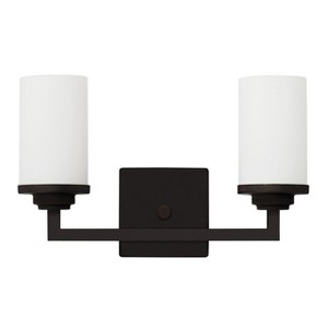 Yosemite Home Decor Jordan 2-Light Vanity Light in Ebony Bronze Finish with Frosted White Glass Shades - 1 of 4
