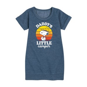 - Peanuts - Daddy Little Camper Graphic Short Sleeve Fleece Dress - 1 of 4