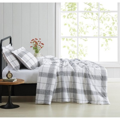 Black and White Cotton Plaid Full Quilt Set