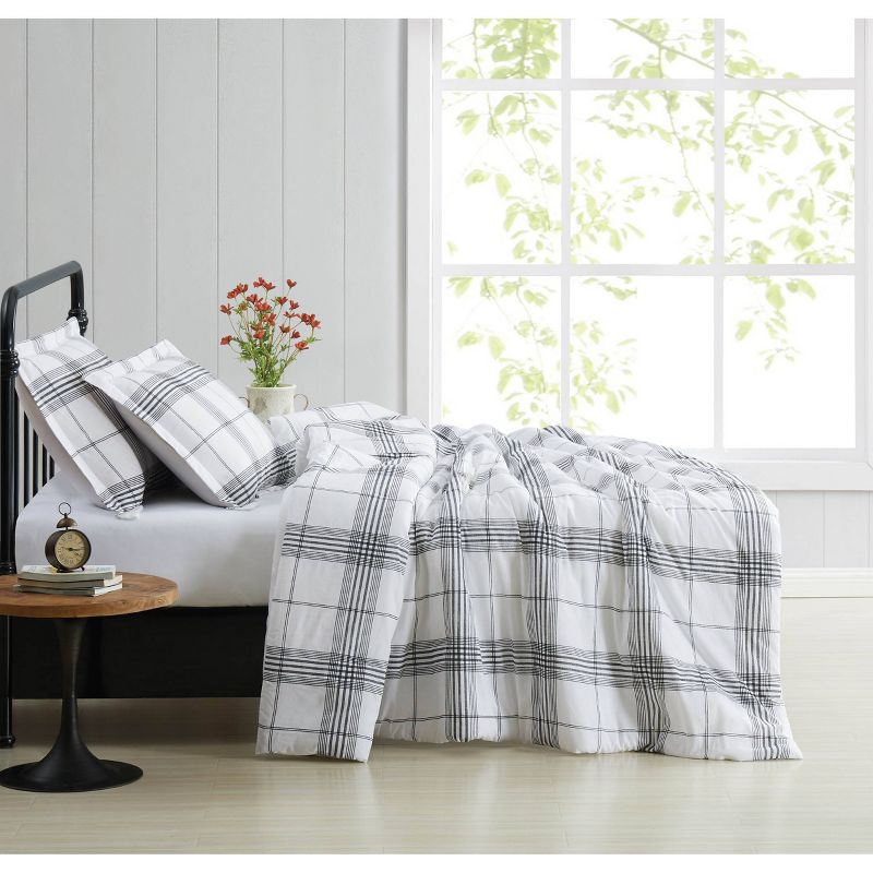 Cottage Plaid Comforter Set White/Black - Cottage Classics, 5 of 6