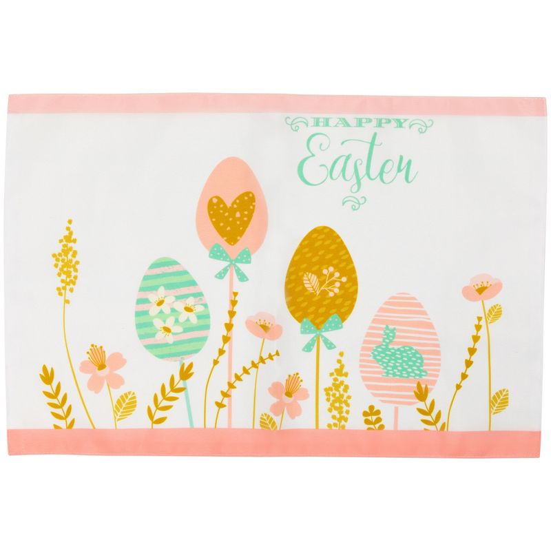 Northlight Set of 4 Pastel Eggs "Happy Easter" Floral Placemats 18", 3 of 7