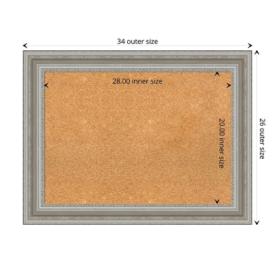 Parlor Silver Framed Natural Cork Bulletin Board 34x26