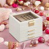 Glass Lid Jewelry Box, 4-Layer Organizer with 3 Drawers for Big and Small Jewelry, Modern Style, 8 x 9.1 x 6.5 Inches - 4 of 4