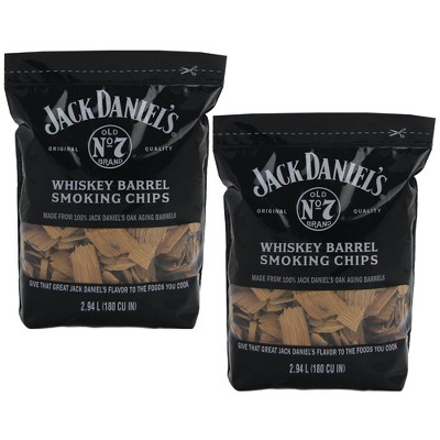 Jack Daniel's Whiskey Barrel Smoking Oak Wood Chips, 180 Cubic Inches (2 Pack)