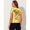 INSPIRE CHIC Women's Clubwear Short Sleeve Shiny Metallic Blouse - 3 of 4