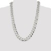 Black Bow Jewelry Men's 13.5mm Sterling Silver Solid Flat Curb Chain Necklace - 2 of 4
