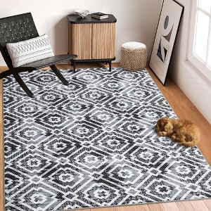 Boho Area Rugs Washable Rug Moroccan Rug Modern Geometric Traditional Rug, 5' x 7' Gray - 1 of 4