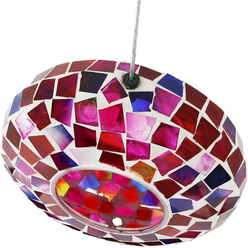 Sunnydaze Outdoor Garden Patio Round Glass with Mosaic Design Hanging Fly-Through Bird Feeder - 6", 5 of 12