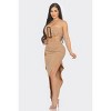 Slickblue Women's Front Eyelet Buckle Belt Crop Top & Maxi Skirt Set, Sleeveless, Taupe/Black, Size S-L - 3 of 4
