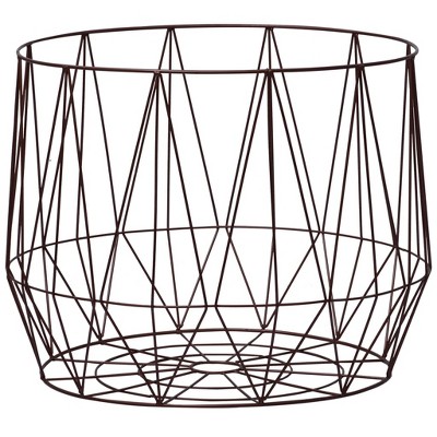 Copper Basket-Design 2-Piece Coffee & Side Table Set with Removable Plywood Top
