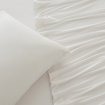 Winter White Queen Cotton Polyester Jersey Knit Sheet Set