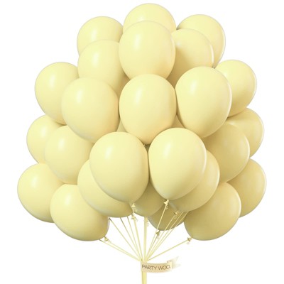 PartyWoo Balloons Pastel Yellow Light Pale 12 Inch 50 pcs