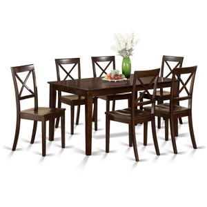 Dining Table and Chair Set - Eclectic Elegance Solid Wood Cappuccino Finish - Kitchen Table Set for 6 - 1 of 4
