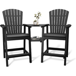 Outdoor Adirondack Barstools with Connecting Tray, Tall Chairs Bar Chairs for Deck, Balcony, Backyard, Patio Bar Stool Chair with High Back Set of 2 - 1 of 4