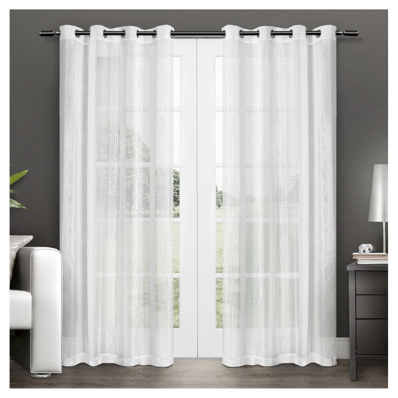 Set of 2 Penny Sheer Window Curtain Panels White Exclusive Home, 1 of 6