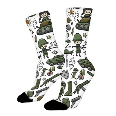 Funny Military Women Printed Crew Socks Funny Funky Socks Soft Polyester Novelty Gifts for Artists Men