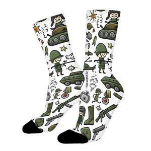 Funny Military Women Printed Crew Socks Funny Funky Socks Soft Polyester Novelty Gifts for Artists Men - 1 of 1