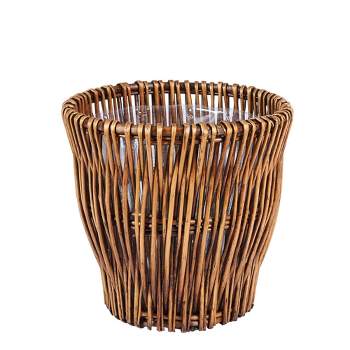Household Essentials Small Reed Willow Waste Basket Brown