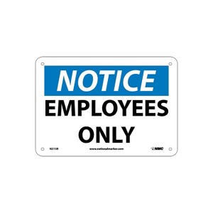 National Marker Employees Only 7X10 Rigid Plastic Notice Sign N215R - 1 of 1