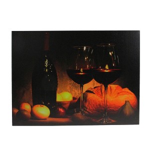 Northlight Valentine's Day 11.75" x 15.75" Prelit LED Flickering Wine, Bread and Candles Canvas Wall Art - 1 of 4