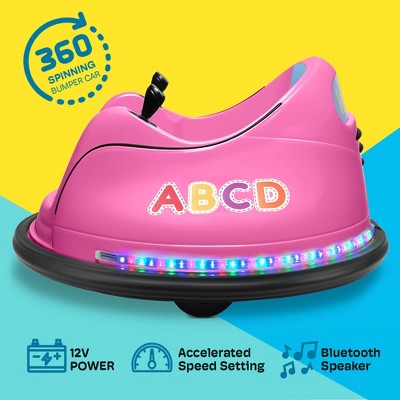 Kidzone Pink 12V Electric Ride-On Bumper Car with LED Lights