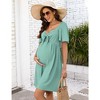 Whizmax Maternity Dresses for Baby Shower Women's Knotted V Neck Knee Length Wrap Baby Shower Dress - 2 of 4