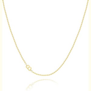 Dainty Gold Initial Necklace for Women, 14K Gold Plated Sideways Letter Choker - 1 of 4
