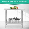 Stainless Steel Kitchen Cart, 36 x 24 x 35 Inches Prep Table with Table Foot and Adjustable Shelf - 4 of 4